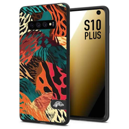 CUSTOMIZZA - Custodia cover nera morbida in tpu compatibile per Samsung S10 PLUS leopardato tigrato tiger colorata summer arancio verde fucsia