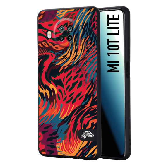 CUSTOMIZZA - Custodia cover nera morbida in tpu compatibile per Xiaomi Mi 10T LITE leopardato maculato tigrato colorata fiamme rossa blu arancione