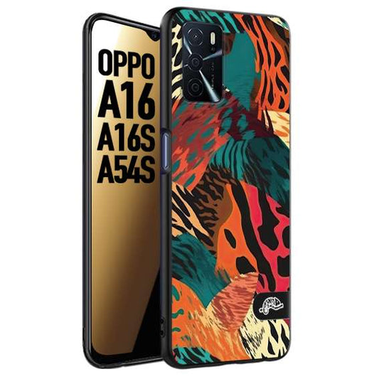 CUSTOMIZZA - Custodia cover nera morbida in tpu compatibile per Oppo A16 - A16S - A54S leopardato tigrato tiger colorata summer arancio verde fucsia