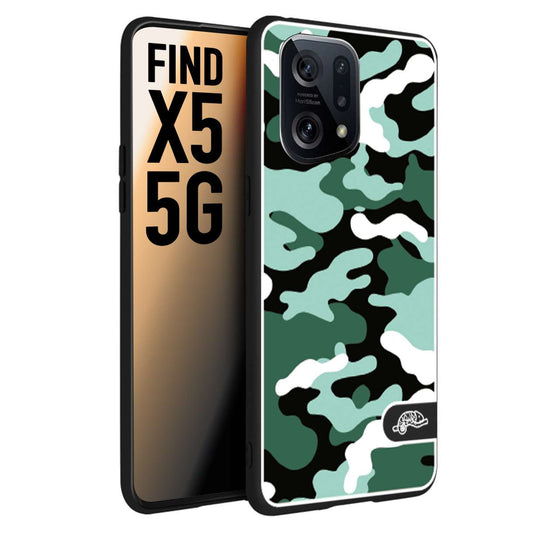 CUSTOMIZZA - Custodia cover nera morbida in tpu compatibile per Oppo Find X5 camouflage mimetico militare verde green