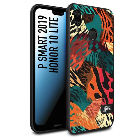 CUSTOMIZZA - Custodia cover nera morbida in tpu compatibile per Huawei P Smart 2019 leopardato tigrato tiger colorata summer arancio verde fucsia