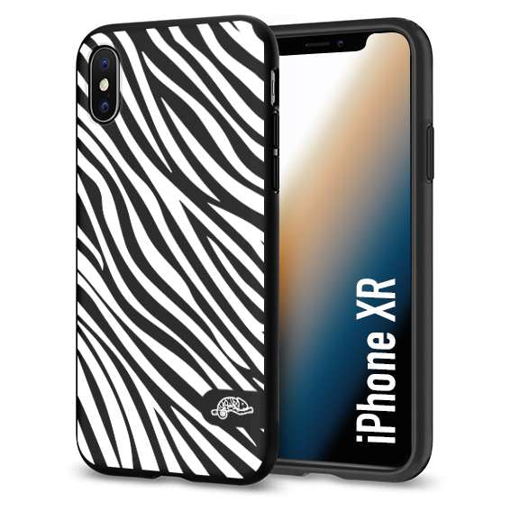 CUSTOMIZZA - Custodia cover nera morbida in tpu compatibile per iPhone Xr zebrata maculata a rilievo soft touch donna bianca