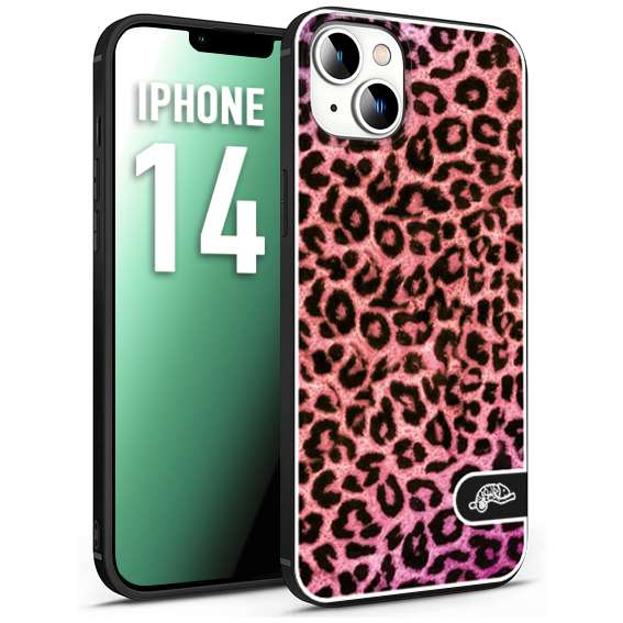 CUSTOMIZZA - Custodia cover nera morbida in tpu compatibile per iPhone 14 leopardato maculato donna rosa leopard