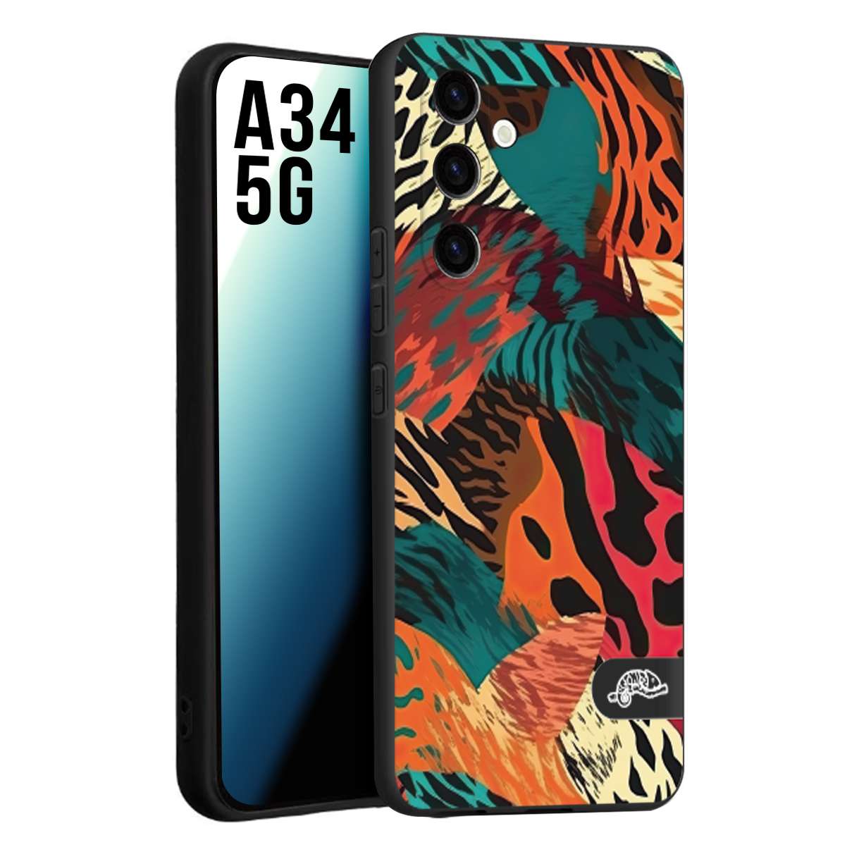 CUSTOMIZZA - Custodia cover nera morbida in tpu compatibile per Samsung A34 5G leopardato tigrato tiger colorata summer arancio verde fucsia