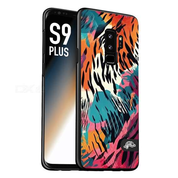 CUSTOMIZZA - Custodia cover nera morbida in tpu compatibile per Samsung S9 PLUS leopardato maculato tigrato tiger colorata summer color