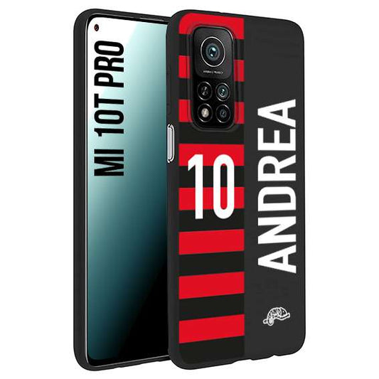 CUSTOMIZZA - Custodia cover nera morbida in tpu compatibile per Xiaomi Mi 10T PRO personalizzata calcio football nome e numero calciatori rossonera