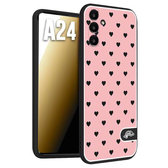 CUSTOMIZZA - Custodia cover nera morbida in tpu compatibile per Samsung A24 cuori pois rosa donna pin up vintage