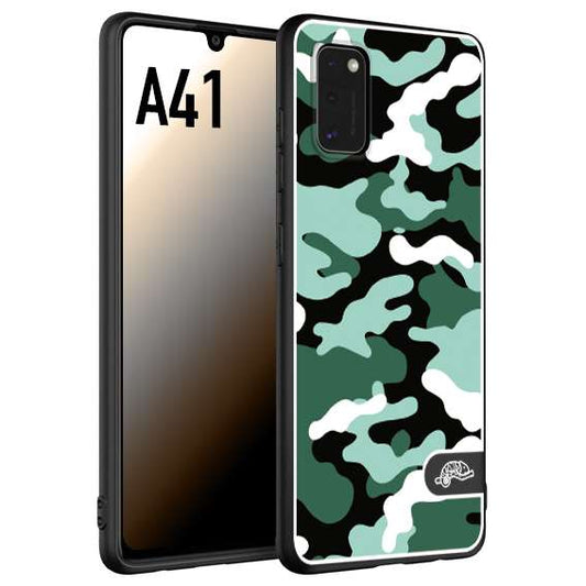 CUSTOMIZZA - Custodia cover nera morbida in tpu compatibile per Samsung A41 camouflage mimetico militare verde green