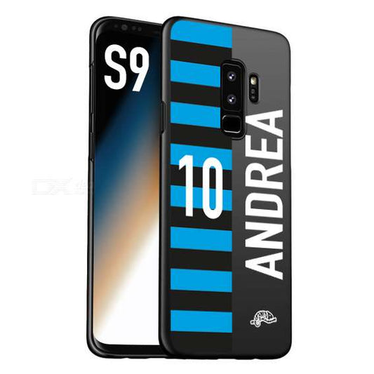 CUSTOMIZZA - Custodia cover nera morbida in tpu compatibile per Samsung S9 personalizzata calcio football nome e numero calciatori nerazzurra