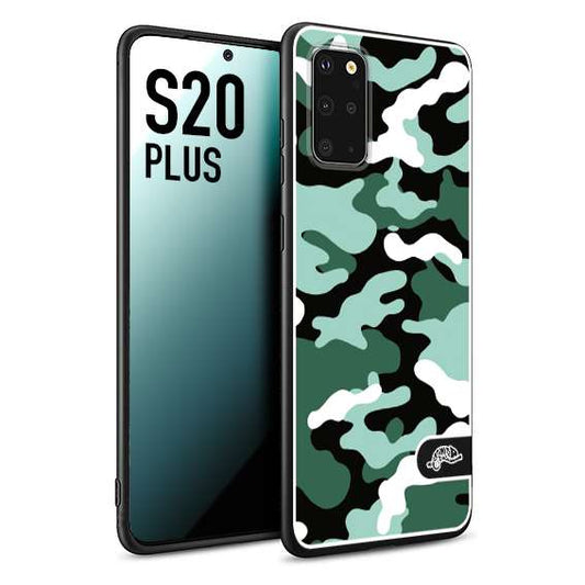 CUSTOMIZZA - Custodia cover nera morbida in tpu compatibile per Samsung S20 PLUS camouflage mimetico militare verde green