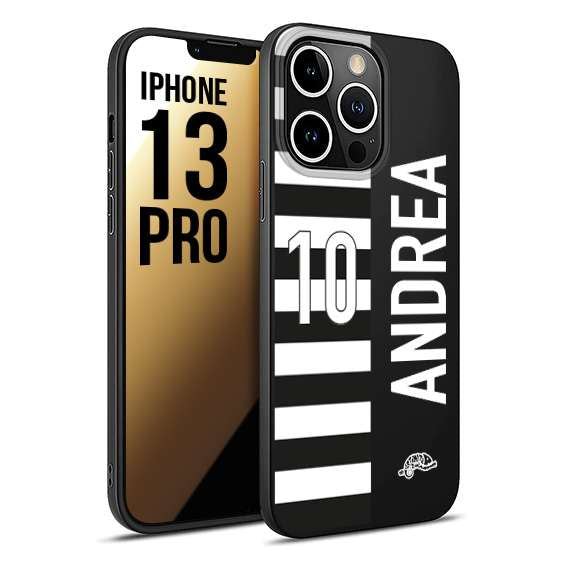 CUSTOMIZZA - Custodia cover nera morbida in tpu compatibile per iPhone 13 PRO personalizzata calcio football nome e numero calciatori bianconera