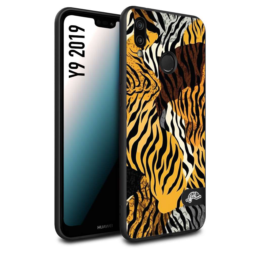 CUSTOMIZZA - Custodia cover nera morbida in tpu compatibile per Huawei Y9 2019 leopardato tigrato tiger colorata donna fashion estate