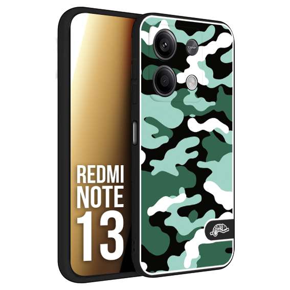 CUSTOMIZZA - Custodia cover nera morbida in tpu compatibile per Xiaomi Redmi Note 13 camouflage mimetico militare verde green