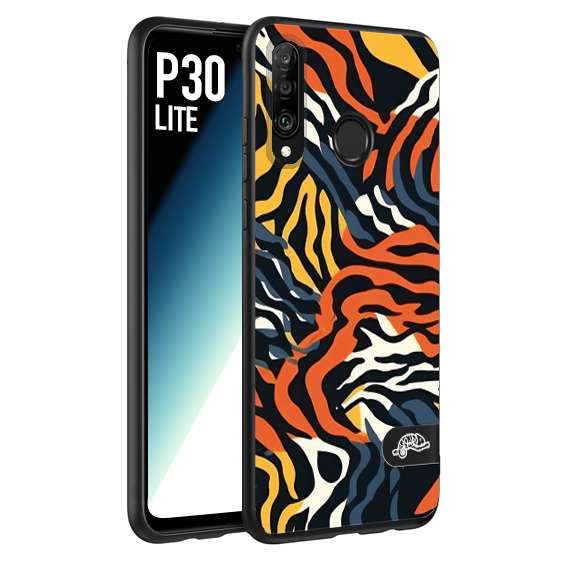 CUSTOMIZZA - Custodia cover nera morbida in tpu compatibile per Huawei P30 LITE leopardato maculato tigrato tiger colorata gialla blu arancio