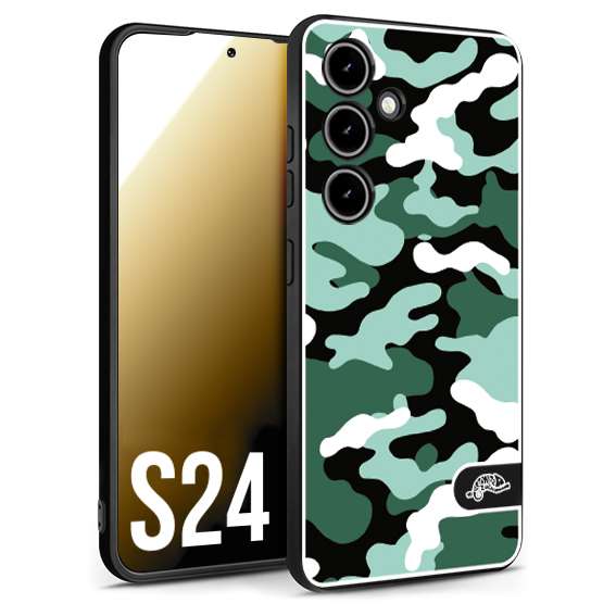 CUSTOMIZZA - Custodia cover nera morbida in tpu compatibile per Samsung S24 camouflage mimetico militare verde green