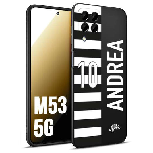 CUSTOMIZZA - Custodia cover nera morbida in tpu compatibile per Samsung M53 5G personalizzata calcio football nome e numero calciatori bianconera