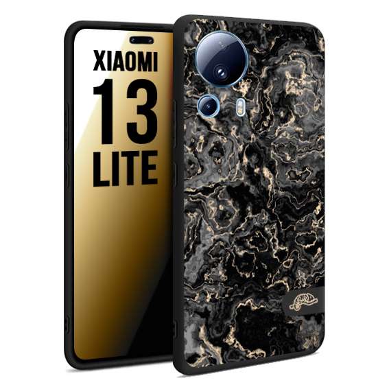 CUSTOMIZZA - Custodia cover nera morbida in tpu compatibile per Xiaomi 13 LITE effetto marmo marble nero black venature dorato pietra