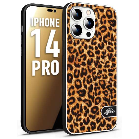 CUSTOMIZZA - Custodia cover nera morbida in tpu compatibile per iPhone 14 PRO leopardato maculato donna marrone leopard brown