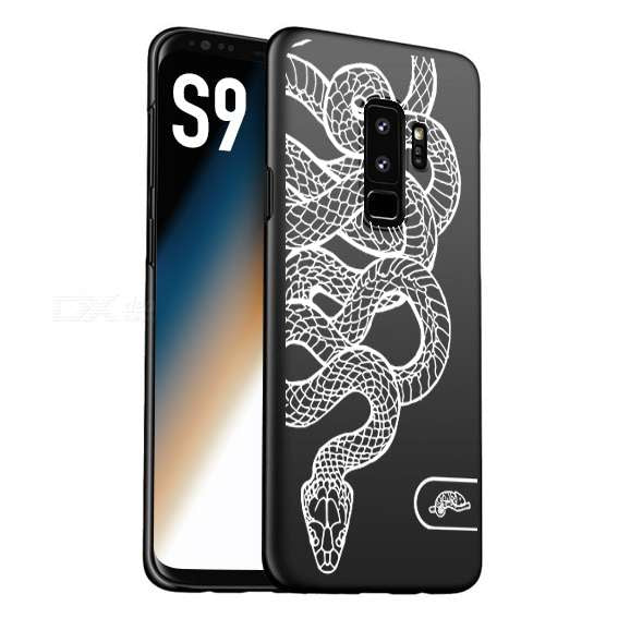 CUSTOMIZZA - Custodia cover nera morbida in tpu compatibile per Samsung S9 serpente snake bianco a rilievo disegnato tattoo tatuaggio