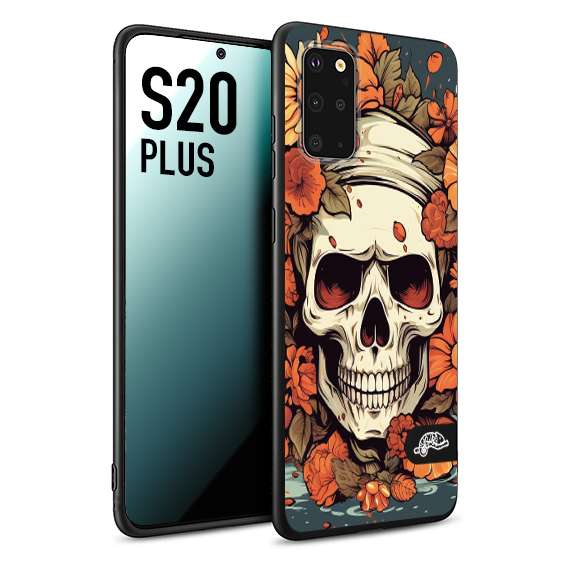 CUSTOMIZZA - Custodia cover nera morbida in tpu compatibile per Samsung S20 PLUS teschio skull flowers fiori tattoo disegnato alta definizione