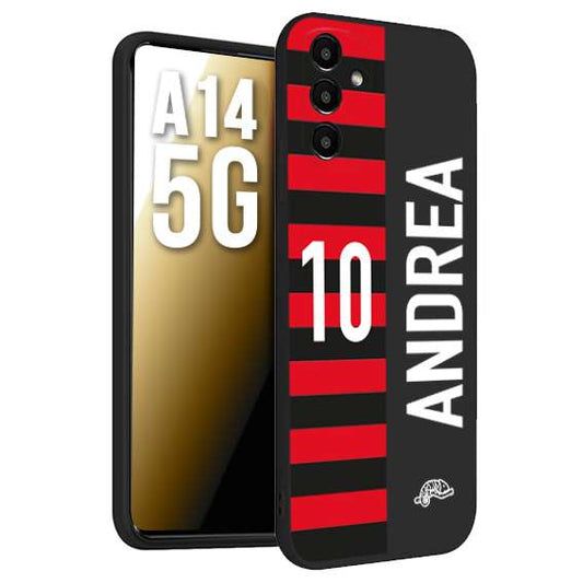 CUSTOMIZZA - Custodia cover nera morbida in tpu compatibile per Samsung A14 5G personalizzata calcio football nome e numero calciatori rossonera