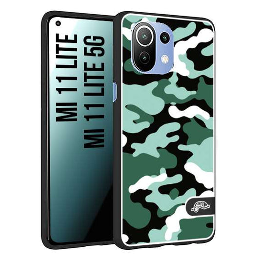 CUSTOMIZZA - Custodia cover nera morbida in tpu compatibile per Xiaomi Mi 11 Lite / Mi 11 Lite 5G camouflage mimetico militare verde green