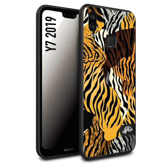 CUSTOMIZZA - Custodia cover nera morbida in tpu compatibile per Huawei Y7 2019 leopardato tigrato tiger colorata donna fashion estate