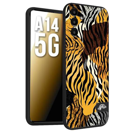 CUSTOMIZZA - Custodia cover nera morbida in tpu compatibile per Samsung A14 5G leopardato tigrato tiger colorata donna fashion estate