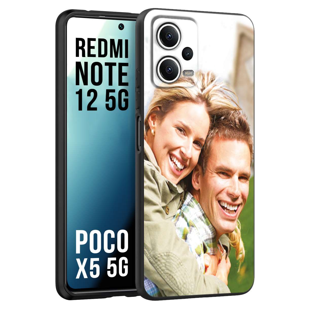 CUSTOMIZZA - Custodia cover nera morbida in tpu compatibile per Xiaomi Redmi Note 12 - POCO X5 5G personalizzata con foto immagine scritta a piacere