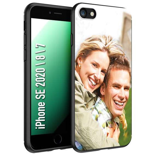 CUSTOMIZZA - Custodia cover nera morbida in tpu compatibile per iPhone 7 - 8 - SE 2020 / 2022 personalizzata con foto immagine scritta a piacere