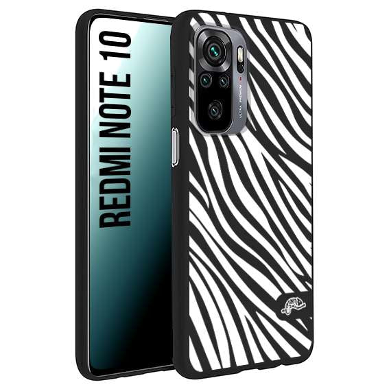 CUSTOMIZZA - Custodia cover nera morbida in tpu compatibile per Xiaomi Redmi Note 10 zebrata maculata a rilievo soft touch donna bianca