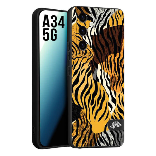 CUSTOMIZZA - Custodia cover nera morbida in tpu compatibile per Samsung A34 5G leopardato tigrato tiger colorata donna fashion estate