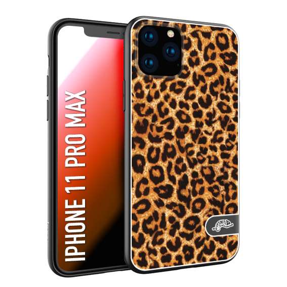 CUSTOMIZZA - Custodia cover nera morbida in tpu compatibile per iPhone 11 PRO MAX leopardato maculato donna marrone leopard brown