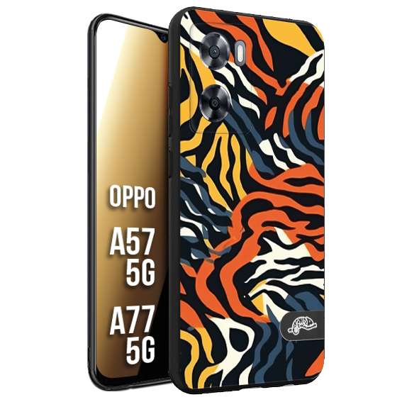 CUSTOMIZZA - Custodia cover nera morbida in tpu compatibile per Oppo A57 5G - A77 5G leopardato maculato tigrato tiger colorata gialla blu arancio