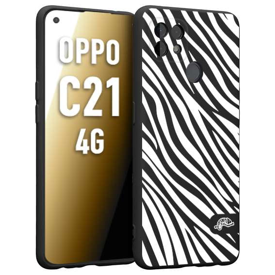 CUSTOMIZZA - Custodia cover nera morbida in tpu compatibile per Oppo Realme C21 4G zebrata maculata a rilievo soft touch donna bianca