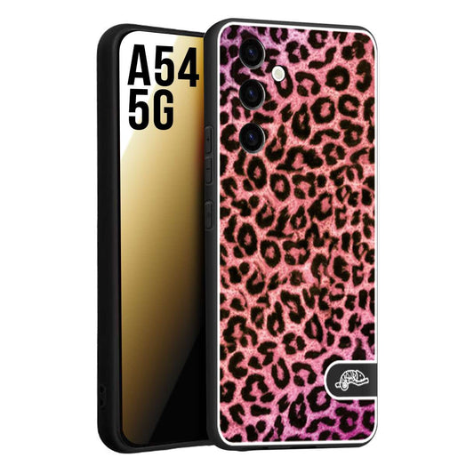 CUSTOMIZZA - Custodia cover nera morbida in tpu compatibile per Samsung A54 5G leopardato maculato donna rosa leopard