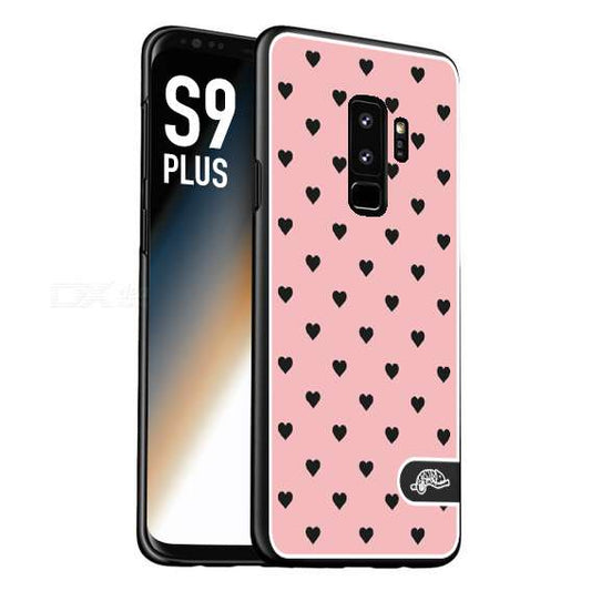 CUSTOMIZZA - Custodia cover nera morbida in tpu compatibile per Samsung S9 PLUS cuori pois rosa donna pin up vintage