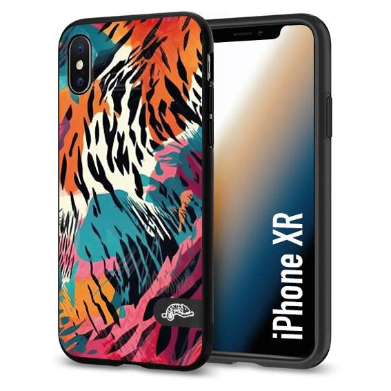 CUSTOMIZZA - Custodia cover nera morbida in tpu compatibile per iPhone Xr leopardato maculato tigrato tiger colorata summer color