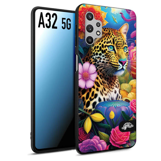 CUSTOMIZZA - Custodia cover nera morbida in tpu compatibile per Samsung A32 5G fiori astratti donna flower fantasia leopardo ghepardo animali colorati