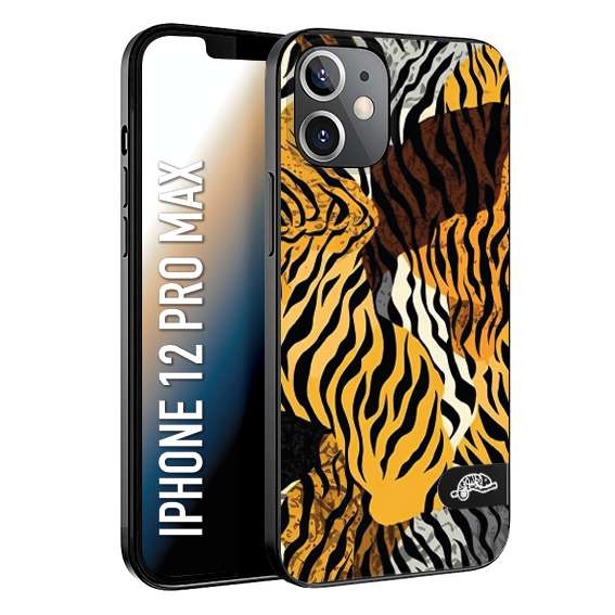 CUSTOMIZZA - Custodia cover nera morbida in tpu compatibile per iPhone 12 PRO MAX leopardato tigrato tiger colorata donna fashion estate