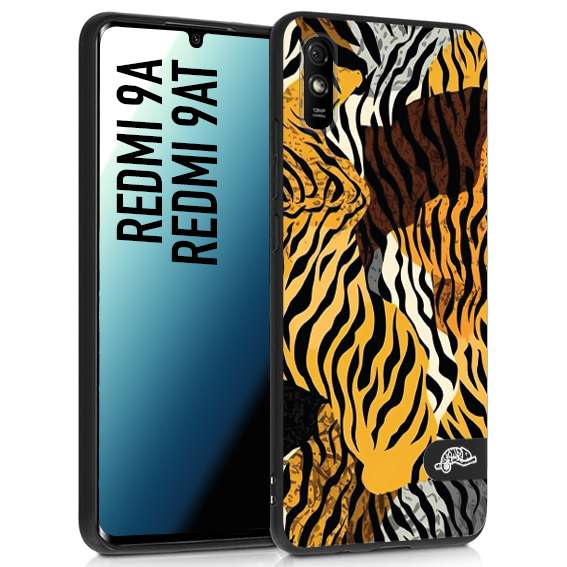 CUSTOMIZZA - Custodia cover nera morbida in tpu compatibile per Xiaomi Redmi 9A - 9AT leopardato tigrato tiger colorata donna fashion estate