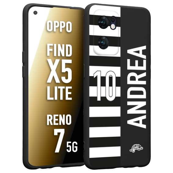 CUSTOMIZZA - Custodia cover nera morbida in tpu compatibile per Oppo Reno 7 - Find X5 LITE personalizzata calcio football nome e numero calciatori bianconera