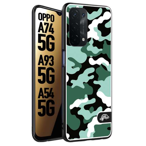 CUSTOMIZZA - Custodia cover nera morbida in tpu compatibile per Oppo A74 5G - A93 5G - A54 5G camouflage mimetico militare verde green