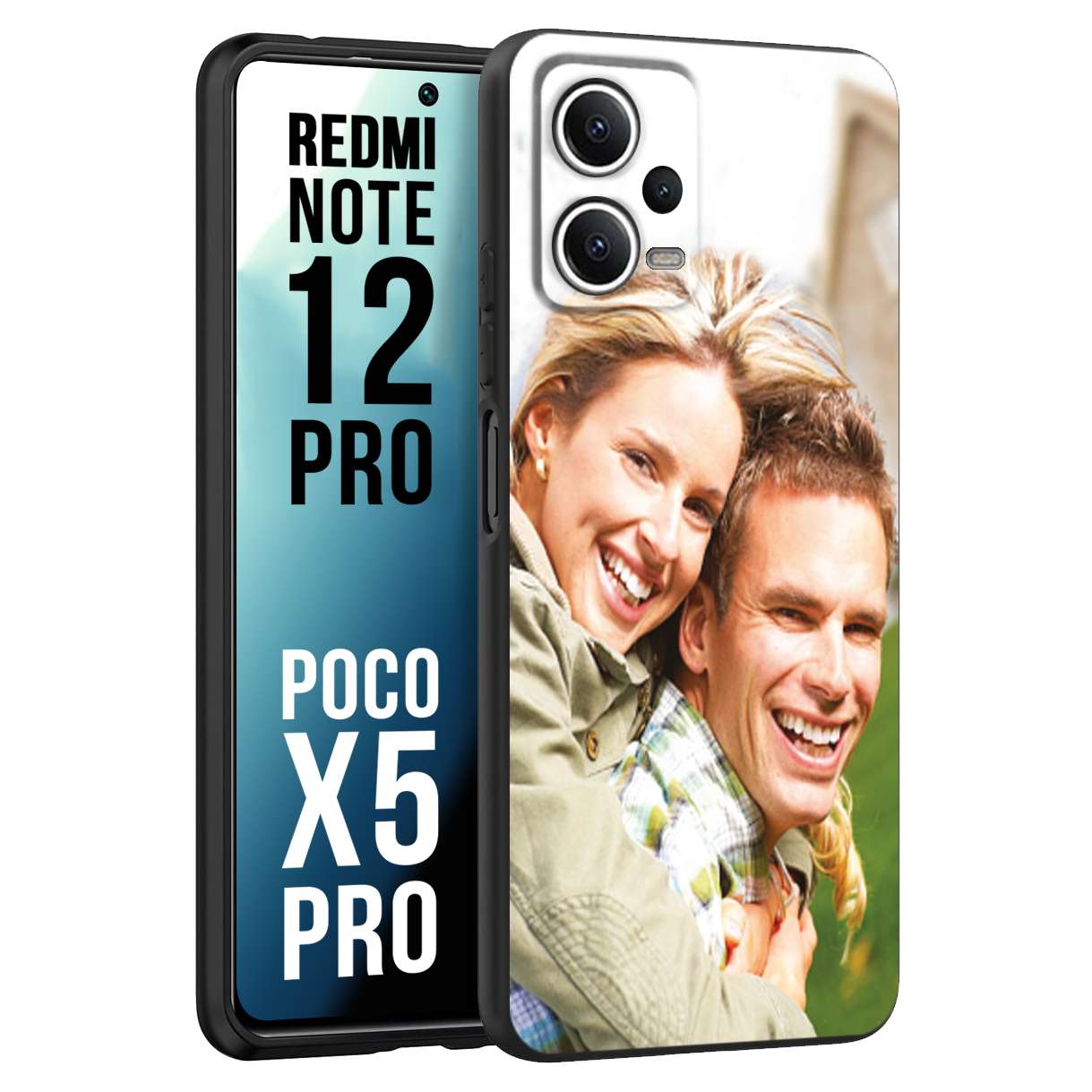 CUSTOMIZZA - Custodia cover nera morbida in tpu compatibile per Xiaomi Redmi Note 12 PRO - POCO X5 PRO personalizzata con foto immagine scritta a piacere