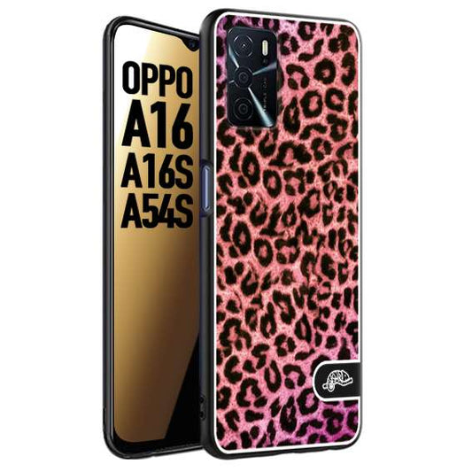 CUSTOMIZZA - Custodia cover nera morbida in tpu compatibile per Oppo A16 - A16S - A54S leopardato maculato donna rosa leopard