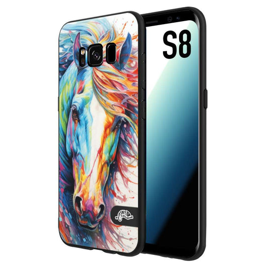 CUSTOMIZZA - Custodia cover nera morbida in tpu compatibile per Samsung S8 animali color cavallo horse viso colori vibranti disegnato schizzo