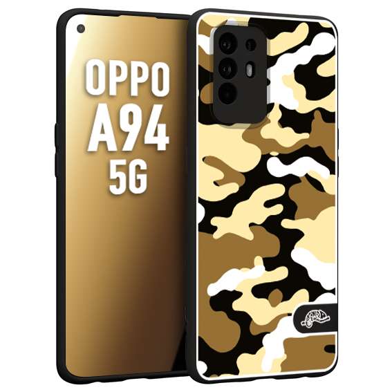 CUSTOMIZZA - Custodia cover nera morbida in tpu compatibile per Oppo A94 5G camouflage mimetico militare giallo desert brown