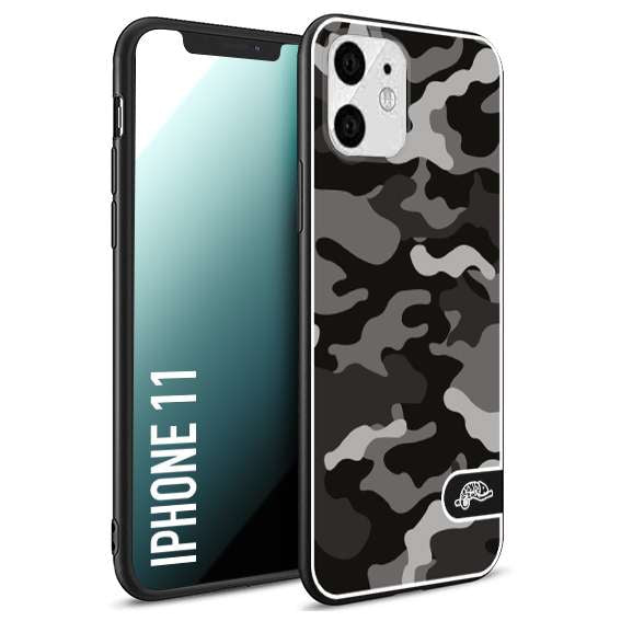 CUSTOMIZZA - Custodia cover nera morbida in tpu compatibile per iPhone 11 camouflage mimetico militare nero black grigio