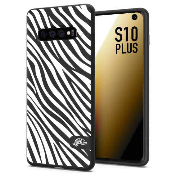 CUSTOMIZZA - Custodia cover nera morbida in tpu compatibile per Samsung S10 PLUS zebrata maculata a rilievo soft touch donna bianca