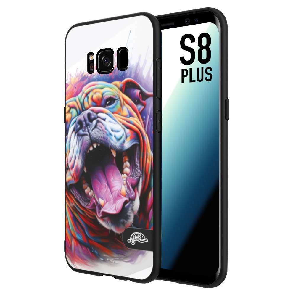 CUSTOMIZZA - Custodia cover nera morbida in tpu compatibile per Samsung S8 PLUS animali color bulldog cane dog colori vibranti disegnato schizzo